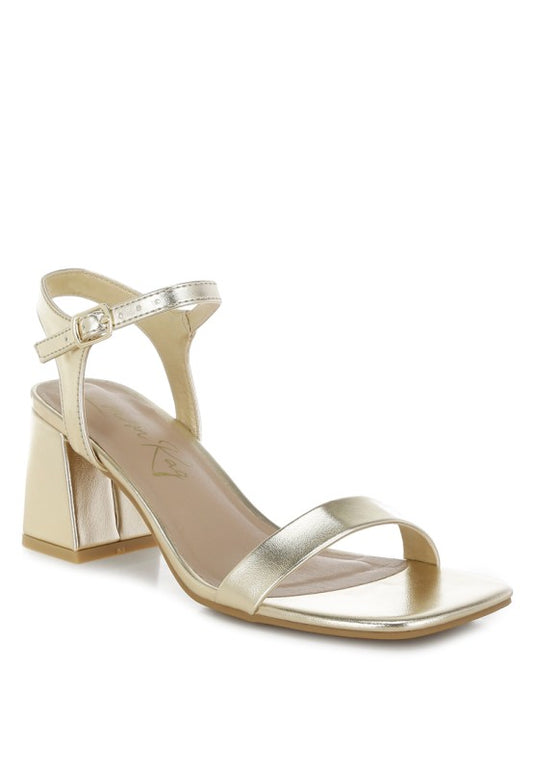 Kazara Metallic Faux Leather Block Heels - Tigbul's Variety Fashion Shop