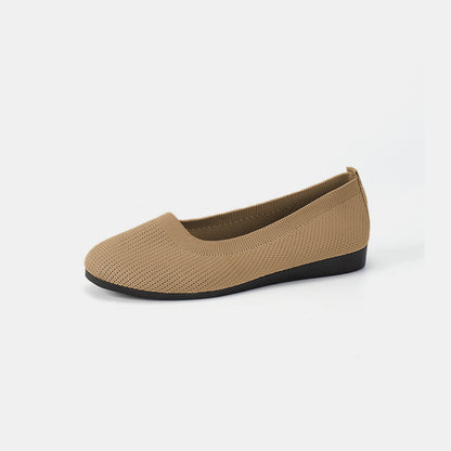 Round Toe Knit Ballet Flats - Tigbul's Variety Fashion Shop