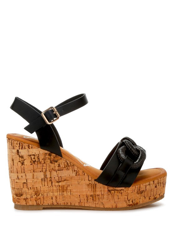 Emelda Cushion Chain Pin Buckle Wedges - Tigbul's Variety Fashion Shop