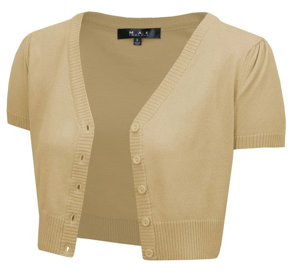 Cropped Bolero Button Down plus Cardigan Sweater - Tigbul's Variety Fashion Shop