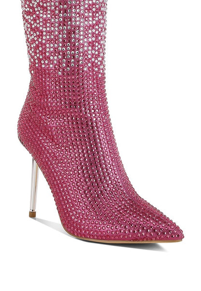 Orymple Shiny Rhinestone Studded Calf Boots - Tigbul's Variety Fashion Shop