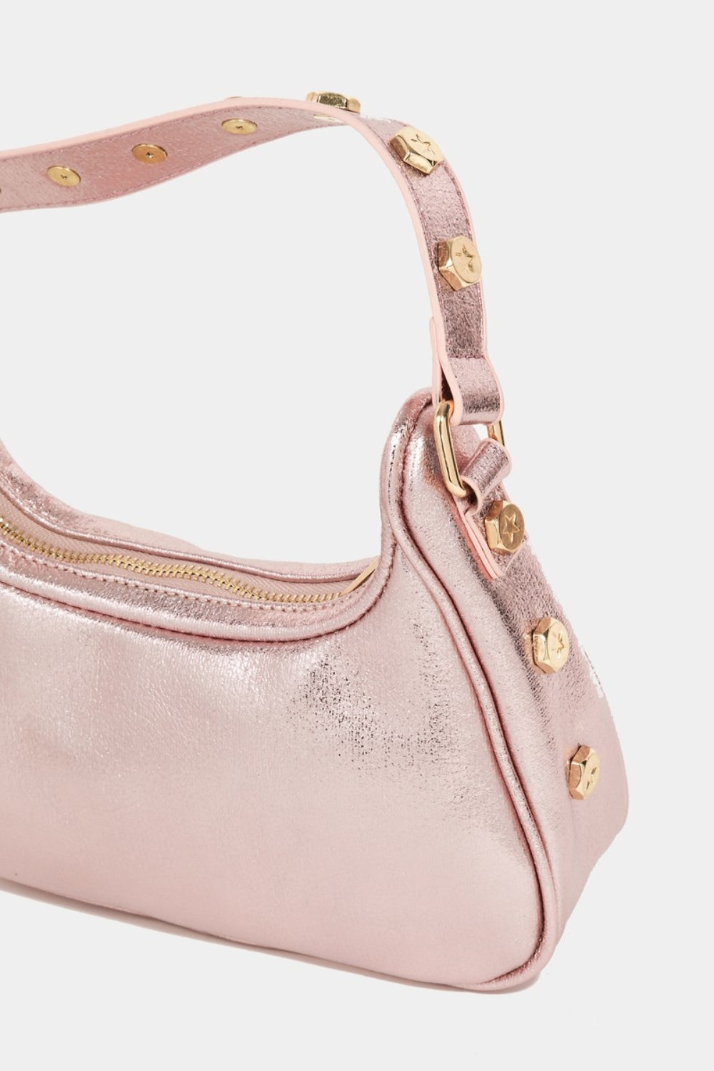 Star Button Trim Pink Hobo Handbag - Tigbul's Variety Fashion Shop