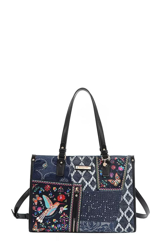 Nicole Lee USA Bosque de Amor Denim Tote Bag - Tigbul's Variety Fashion Shop