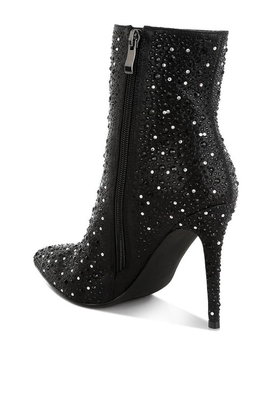 Lobelia Rhinestones Embellished Stiletto Boots - Tigbul's Variety Fashion Shop