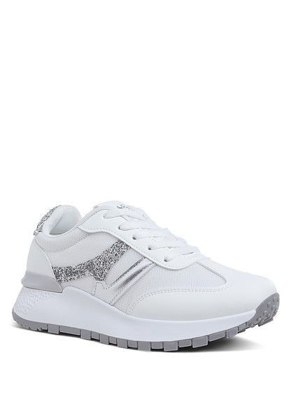 Tapers Glitter Detail Chunky Sneakers - Tigbul's Variety Fashion Shop