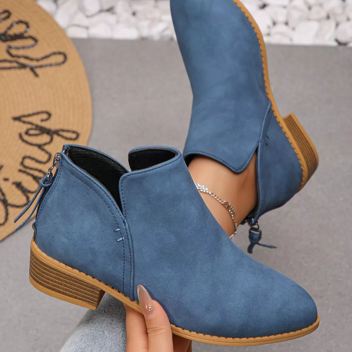 Women's Point Toe Block Heels Boots - Tigbul's Variety Fashion Shop