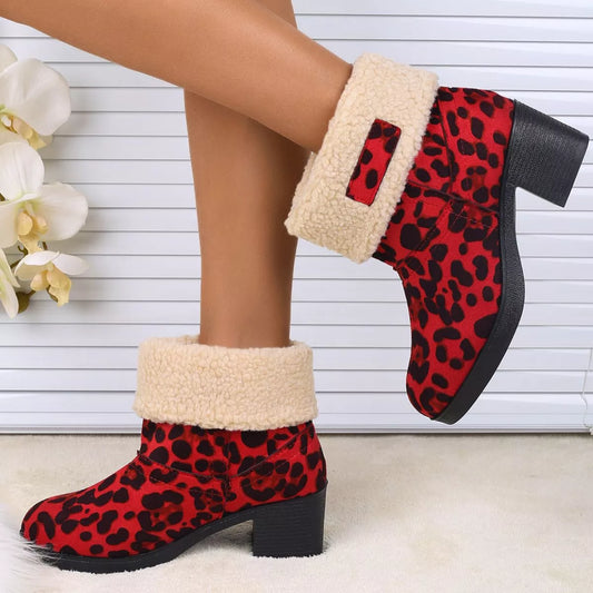 Plush Cuff Block Heel Boots - Tigbul's Variety Fashion Shop
