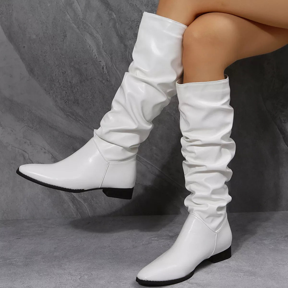 Slouchy Block Heel Boots - Tigbul's Variety Fashion Shop