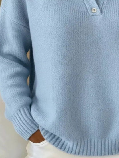 Full Size Button Detail Drop Shoulder Sweater Plus Size - Tigbul's Variety Fashion Shop