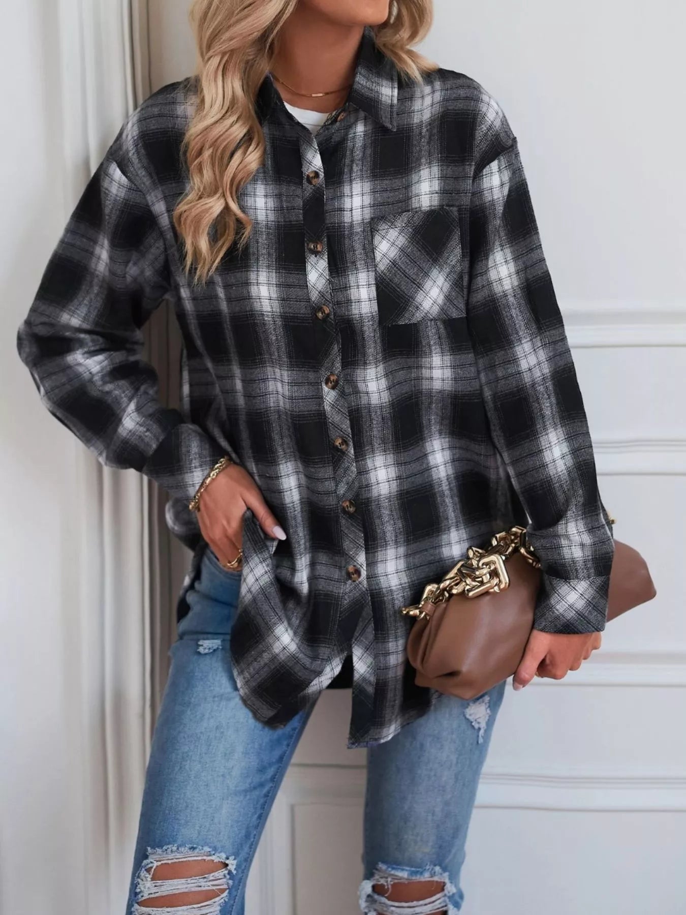 Casual Plaid Button Up Shirt - Tigbul's Variety Fashion Shop