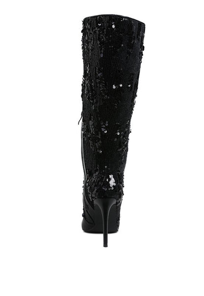 Sitarah Sequin Embellished Stiletto Long Boots - Tigbul's Variety Fashion Shop