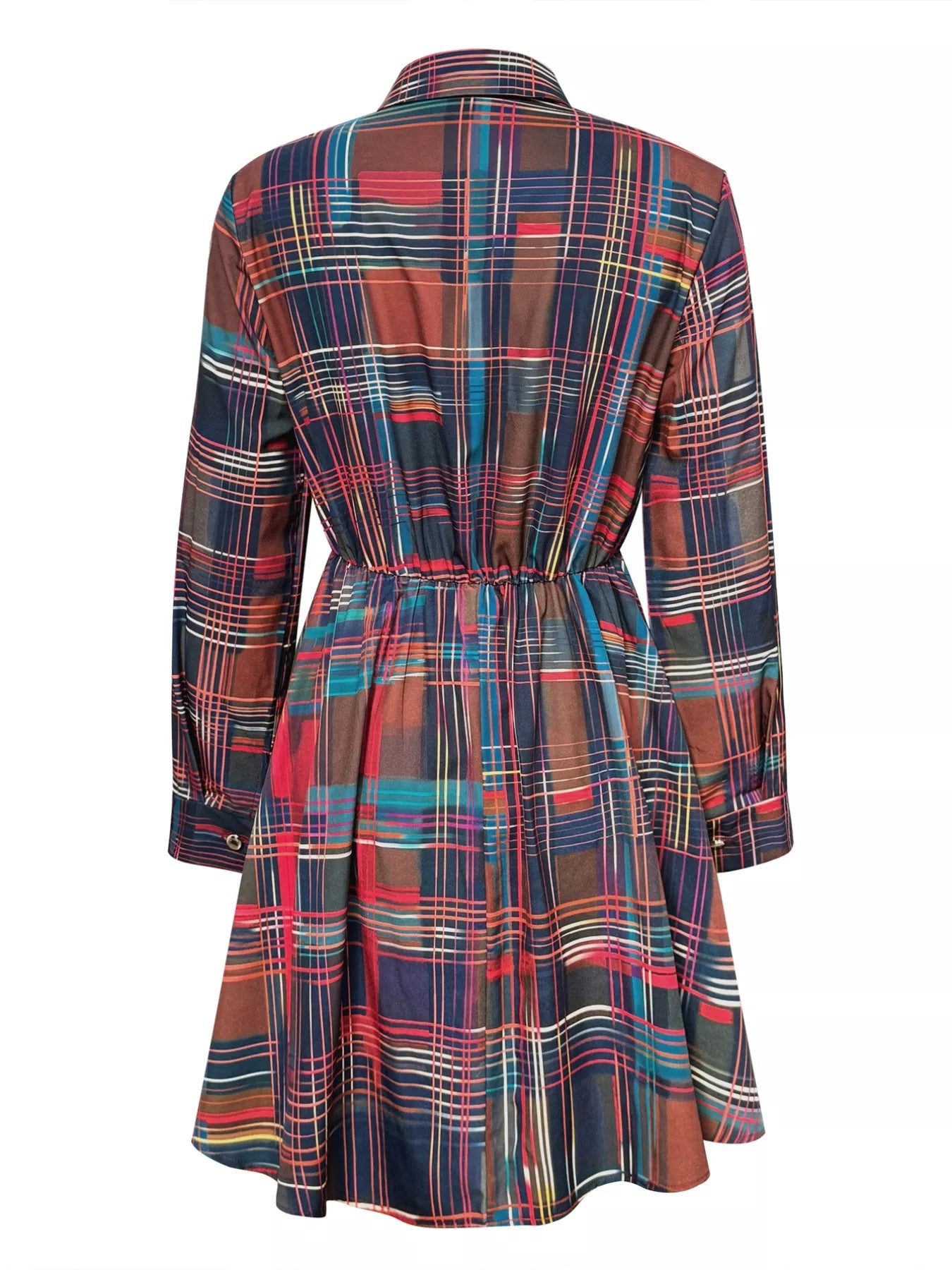Plaid Long Sleeve Shirt Dress - Tigbul's Variety Fashion Shop