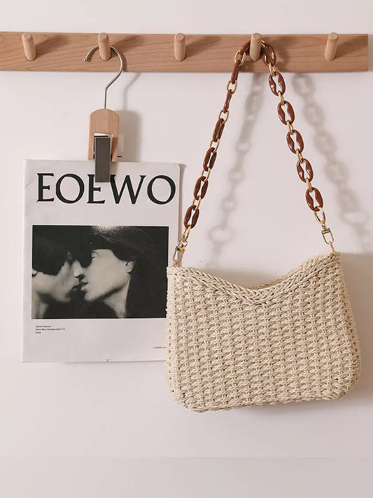 Woven Straw Shoulder Bag - Tigbul's Variety Fashion Shop