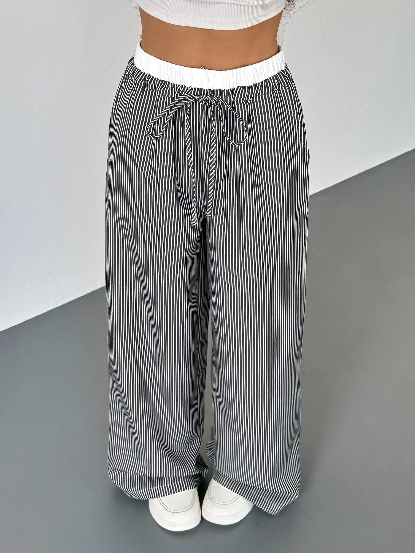 Striped Wide Leg Drawstring Pants - Tigbul's Variety Fashion Shop