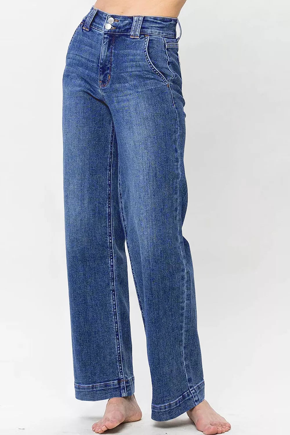 Double Button Zip Fly Straight Leg Jeans - Tigbul's Variety Fashion Shop