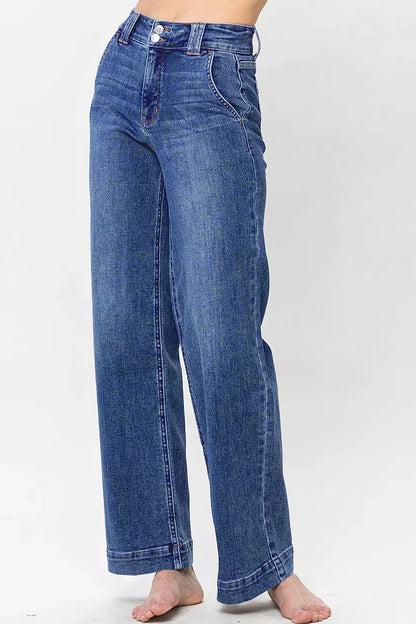 Double Button Zip Fly Straight Leg Jeans - Tigbul's Variety Fashion Shop