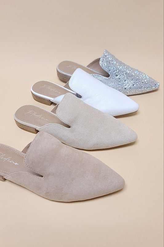 GEM-39 - POINTED TOE SLIP ON MULE FLATS - Tigbuls Variety Fashion