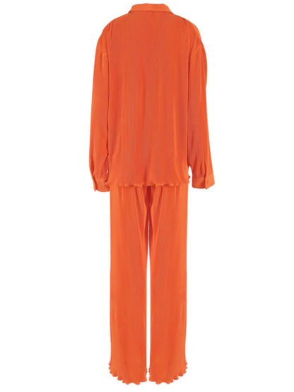 Button Up Long Sleeve Top and Pants Set - Tigbul's Variety Fashion Shop