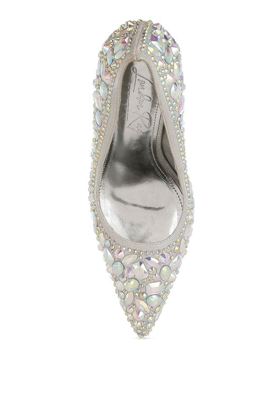 Iceout Diamante & Rhinestone Embellishments Pumps - Tigbul's Variety Fashion Shop