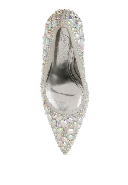 Iceout Diamante & Rhinestone Embellishments Pumps - Tigbul's Variety Fashion Shop