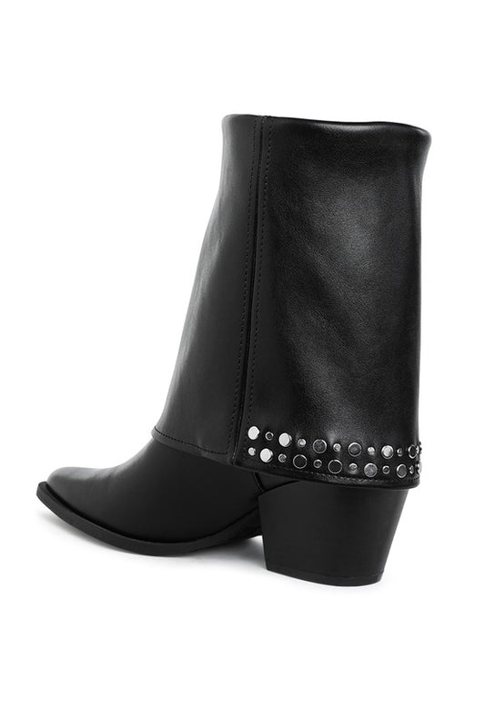 Mariachi Stud Embellished Foldover Boots - Tigbul's Variety Fashion Shop