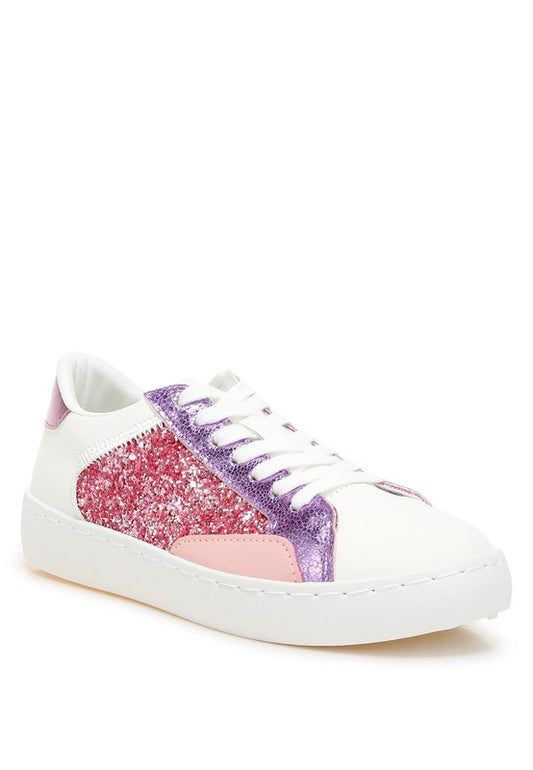 Cosmolight Glitter Faux Leather Sneakers - Tigbul's Variety Fashion Shop