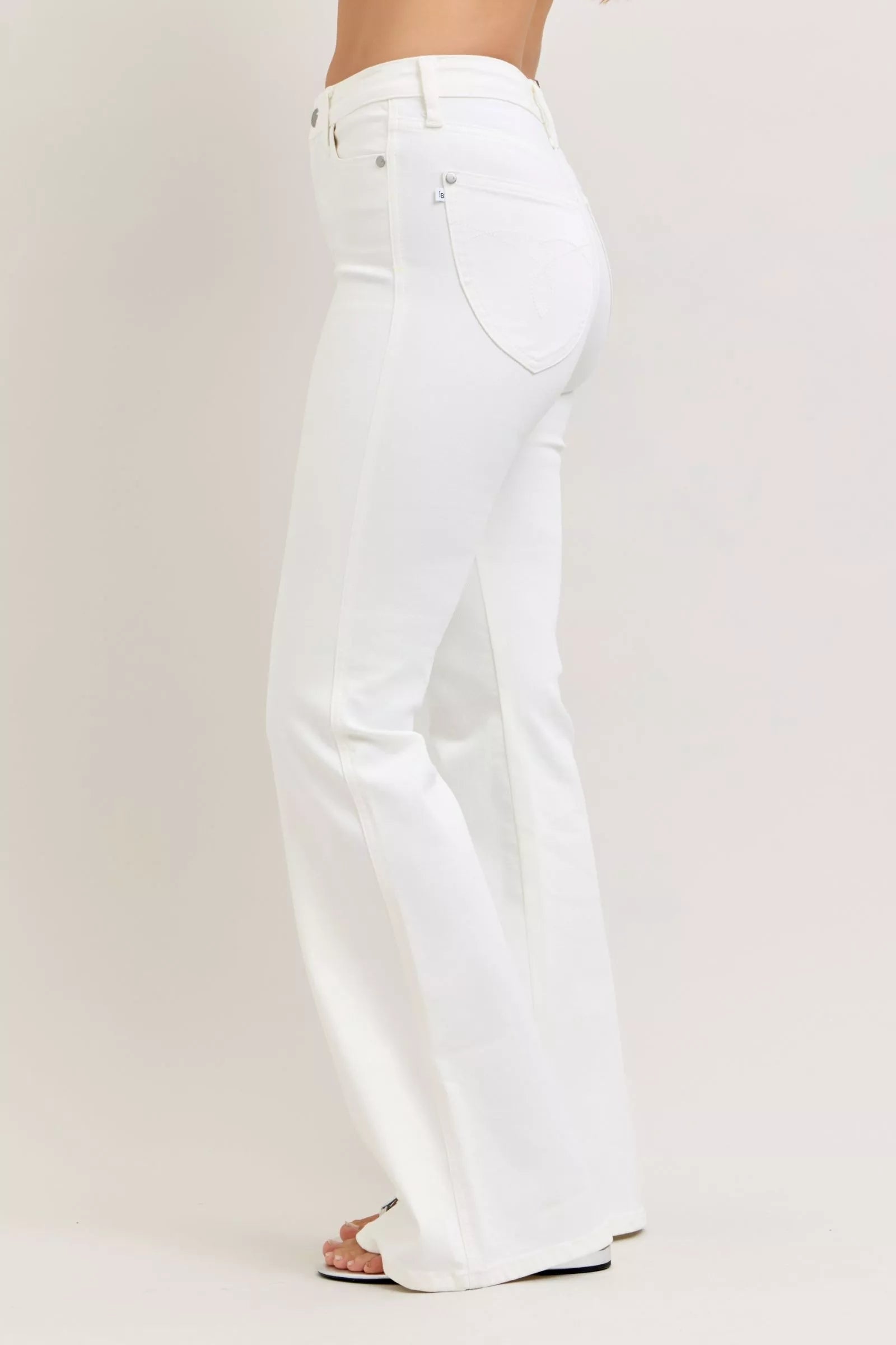 Judy Blue High-Waisted Tummy Control White Flare Jeans - Tigbul's Variety Fashion Shop