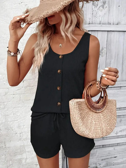 Scoop Neck Tank and Shorts Set - Tigbul's Variety Fashion Shop
