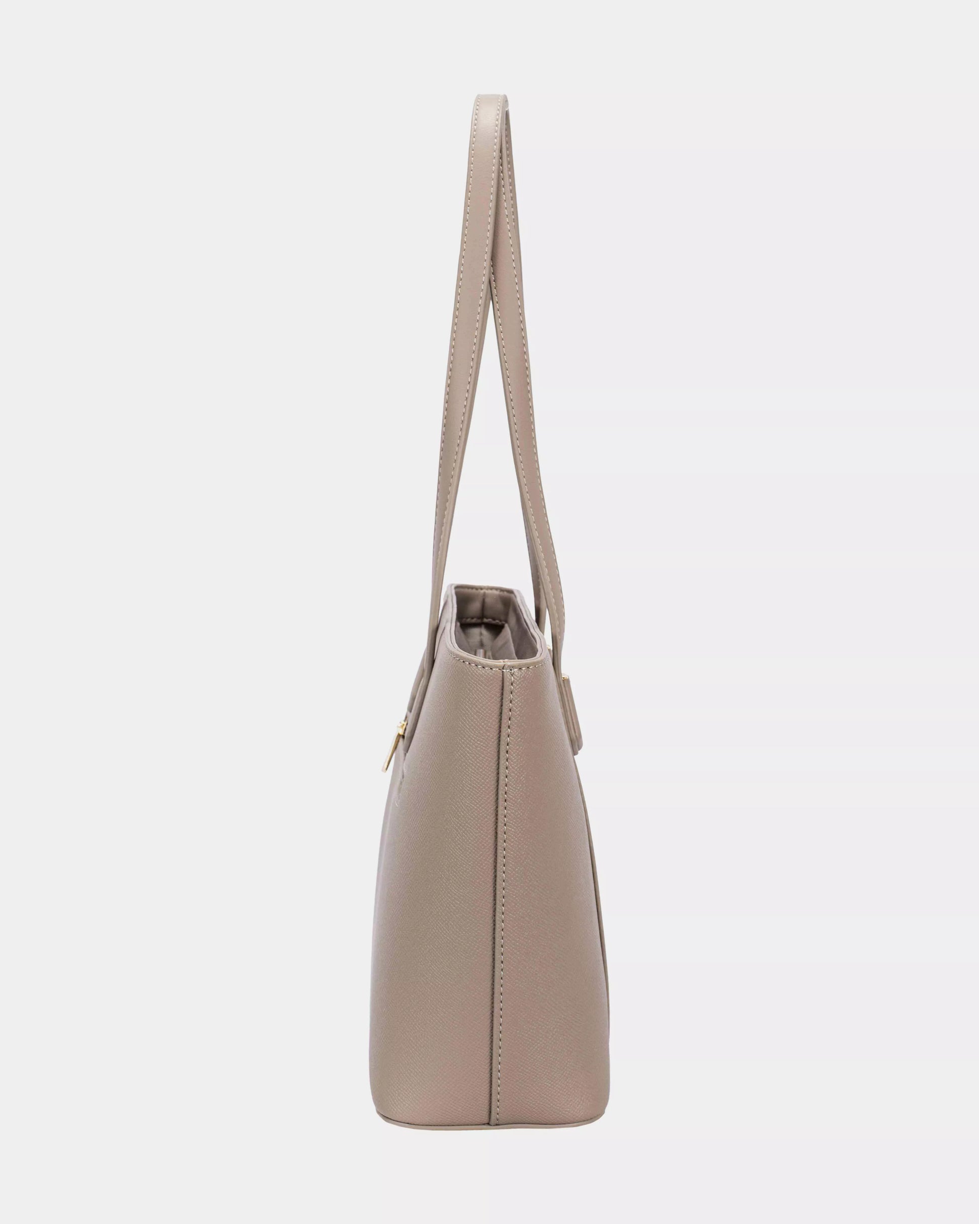 David Jones Leather Tote Bag with Gold Hardware - Tigbul's Variety Fashion Shop