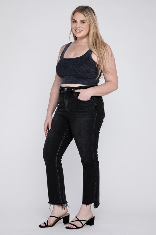 Plus Size High Rise Crop Flare Jeans - Tigbuls Variety Fashion