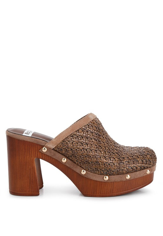 Jeydena Raffia Platform Clogs - Tigbuls Variety Fashion