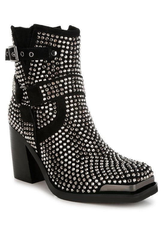 Babbon Studded Harness Detail Ankle Boots - Tigbul's Variety Fashion Shop