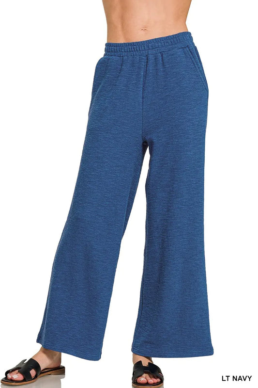 Zenana Cotton Slub Wide Leg Pants - Tigbul's Variety Fashion Shop