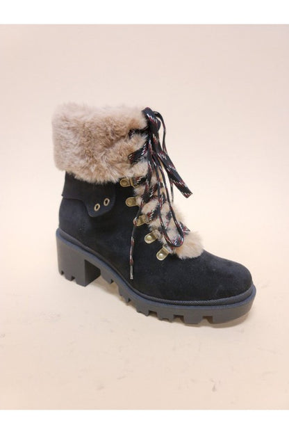 VINI-FUR COMBAT BOOTIES - Tigbul's Variety Fashion Shop