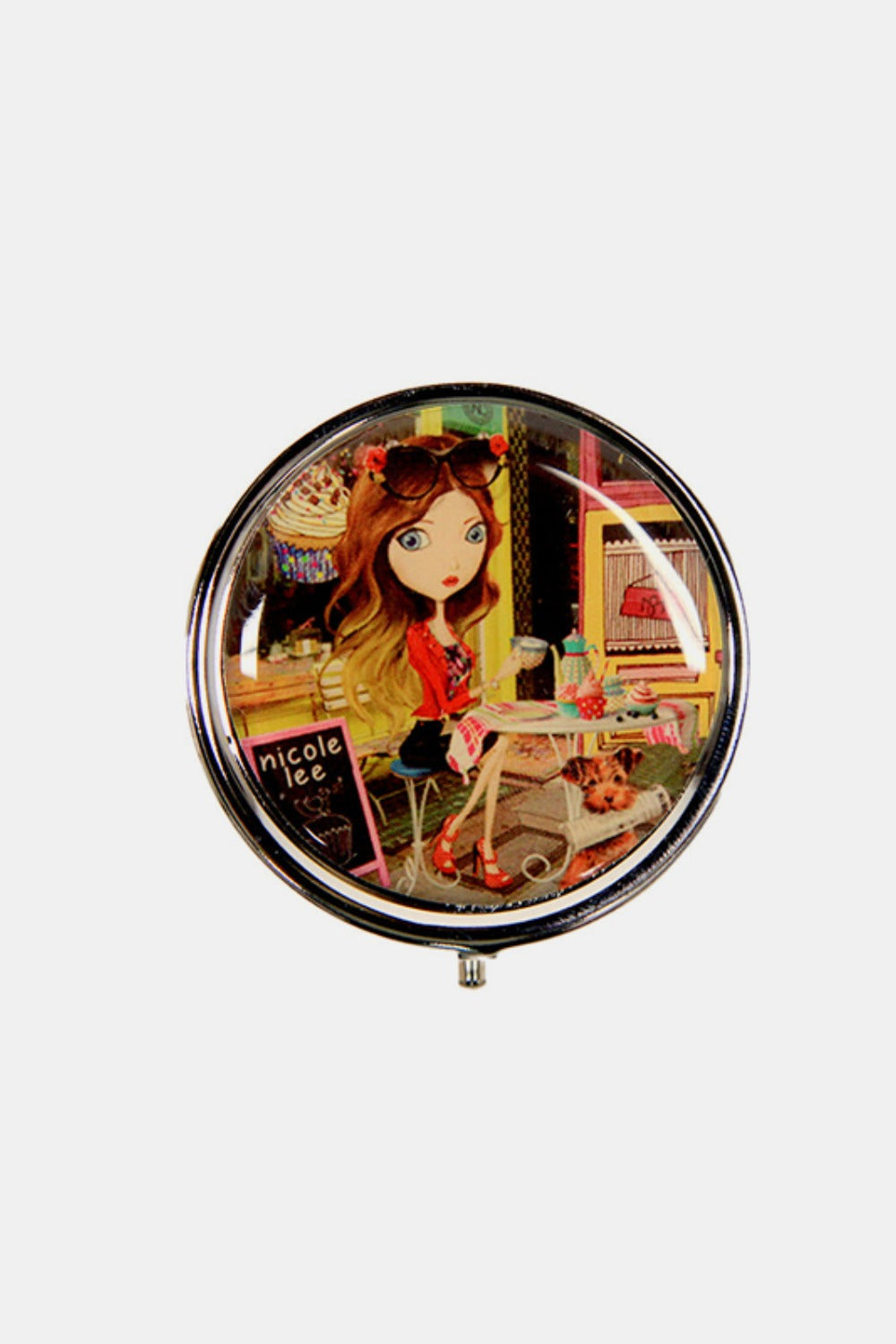 Nicole Lee USA Print Metallic Circular Small Pill Case - Tigbul's Variety Fashion Shop