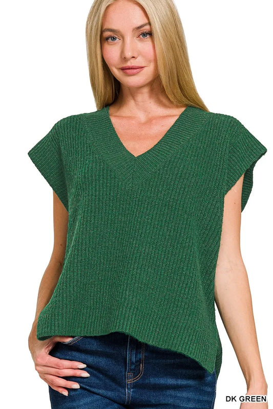 Zenana Oversized Sweater Vest with Side Slit - Tigbul's Variety Fashion Shop