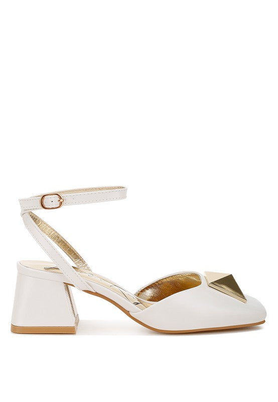 Griselda Brooch Detail Ankle Strap Sandals - Tigbul's Variety Fashion Shop