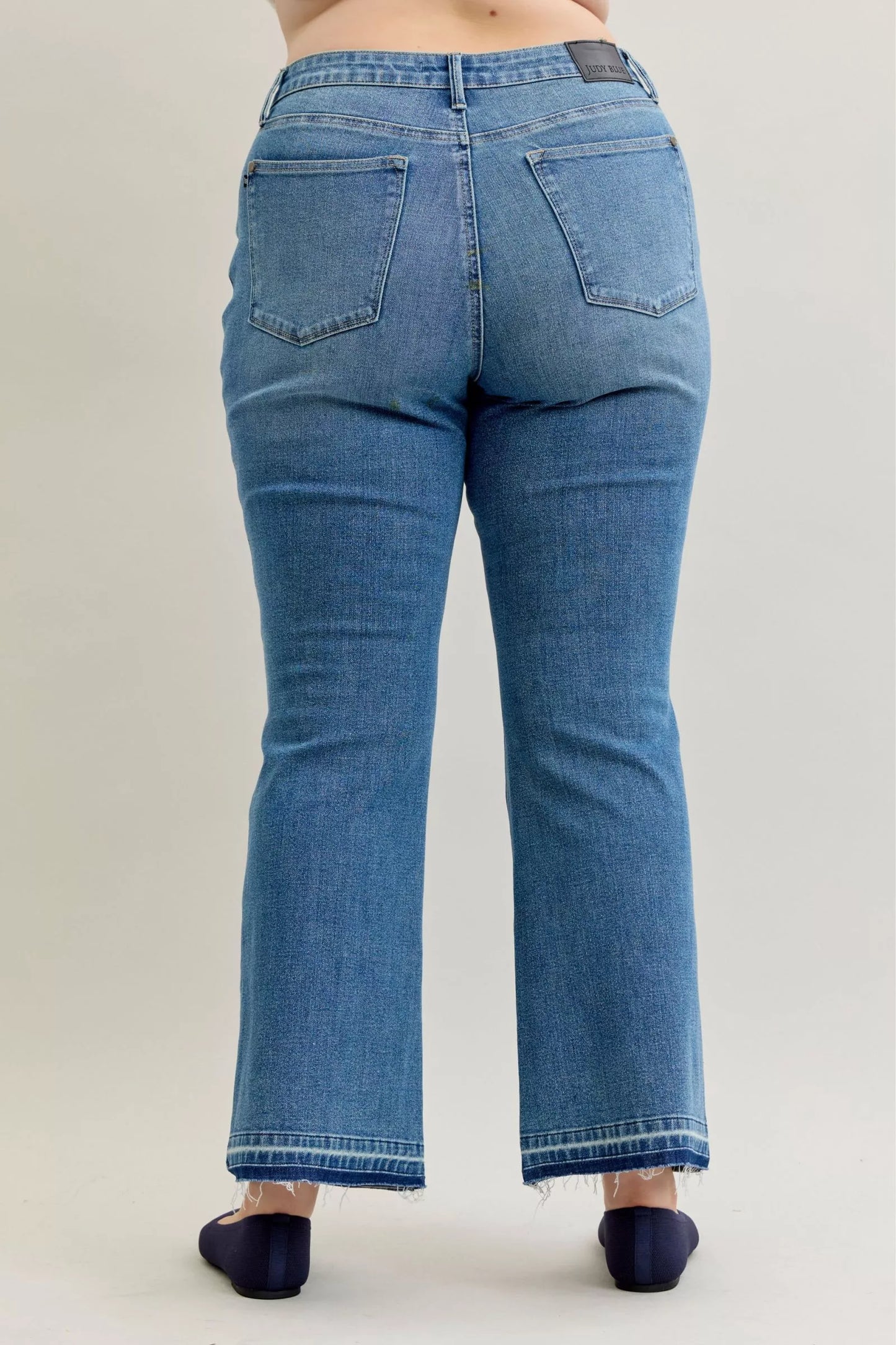 Judy Blue Full Size Mid Rise Slim Bootcut Tummy Control Release Hem Jeans Plus Size - Tigbul's Variety Fashion Shop