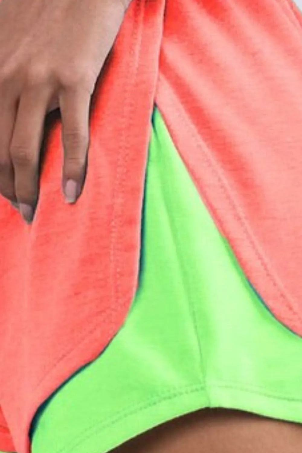 French Terry Knit Color Block with Side Slit Shorts - Tigbul's Variety Fashion Shop