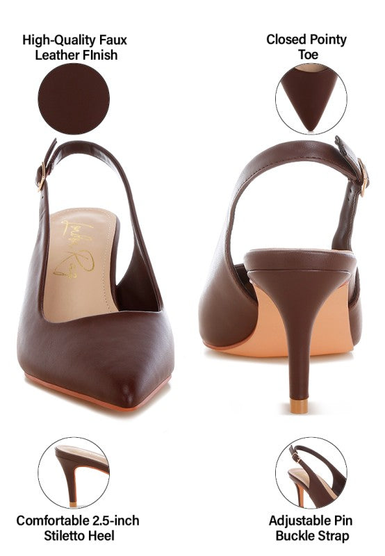 Jaoba Pointed Toe Pin Buckle Slingbacks - Tigbul's Variety Fashion Shop
