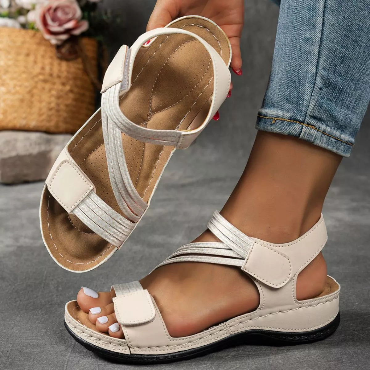 Open Toe Wedge Ankle Strap Sandals - Tigbul's Variety Fashion Shop