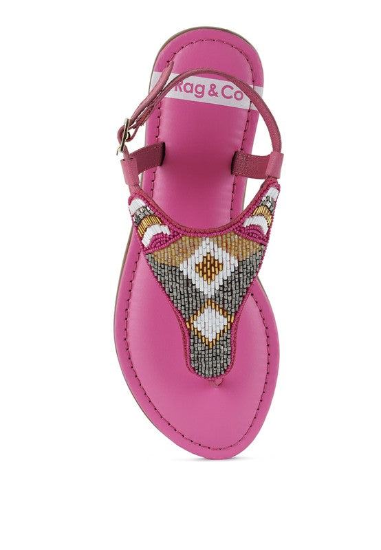 Chitra Pin Buckle Beaded Flat Sandals - Tigbul's Variety Fashion Shop