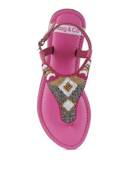 Chitra Pin Buckle Beaded Flat Sandals - Tigbul's Variety Fashion Shop
