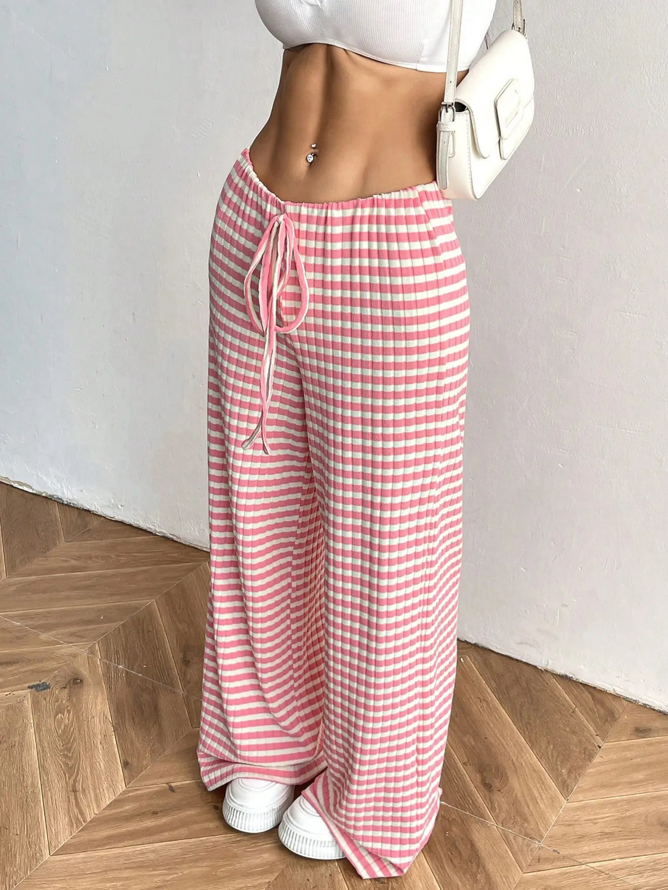 Striped Wide Leg Drawstring Pants - Tigbul's Variety Fashion Shop
