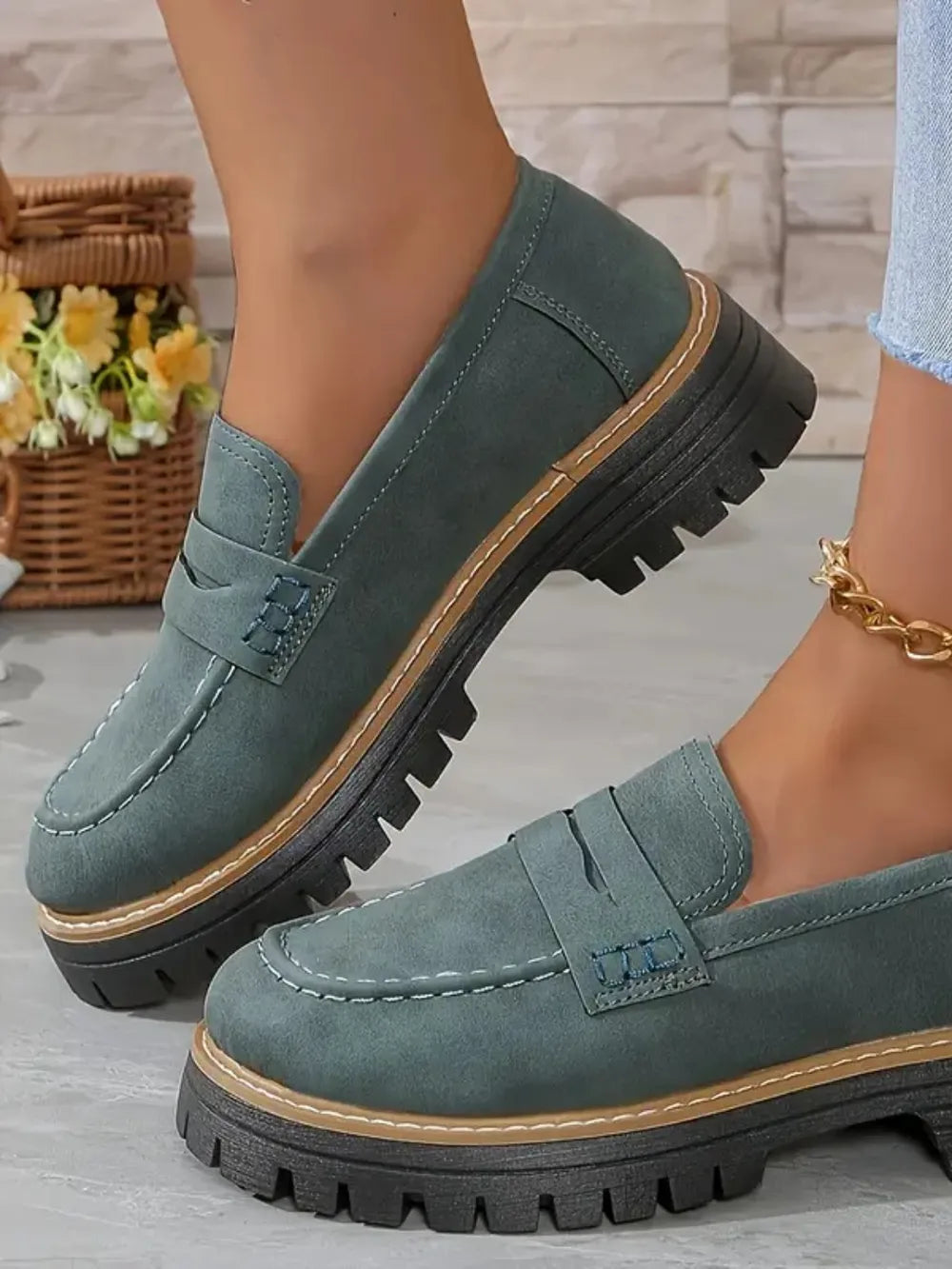 Round Toe Platform Loafers - Tigbul's Variety Fashion Shop