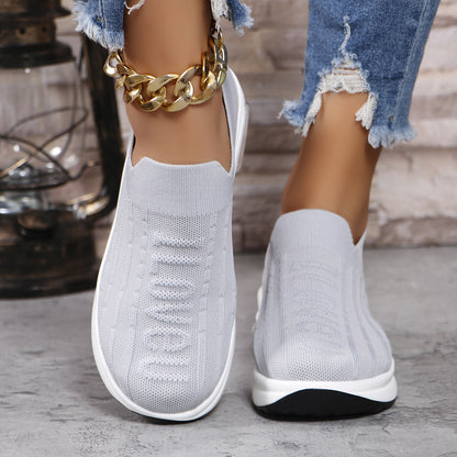 Round Toe Knit Detail Slip On - Tigbul's Variety Fashion Shop