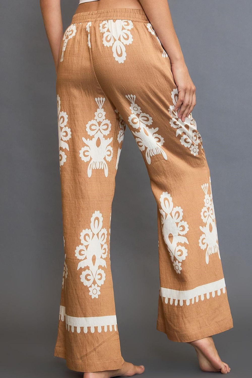 Umgee Full Size Border Print Wide Leg Pants Plus Size - Tigbul's Variety Fashion Shop