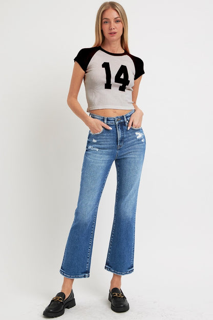 RISEN Full Size Tummy Control High Rise Crop Bootcut Jeans - Tigbul's Variety Fashion Shop