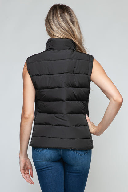 Snobbish Zip Up Turtleneck Vest with Pockets - Tigbul's Variety Fashion Shop