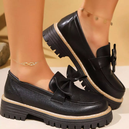 Bow Decor Chunky Loafers - Tigbul's Variety Fashion Shop